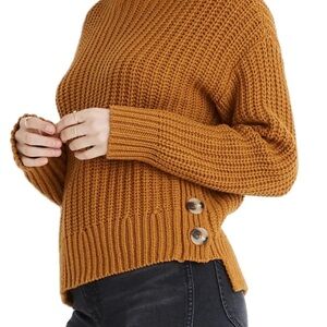 Madewell Mustard Cowl Neck Sweater with Button Detail